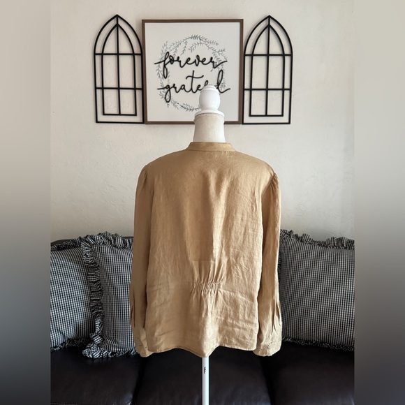 Lauren Ralph Lauren 100% Linen Tunic Blouse Size 1X Eyelet Details Coastal Beach - Picture 14 of 15